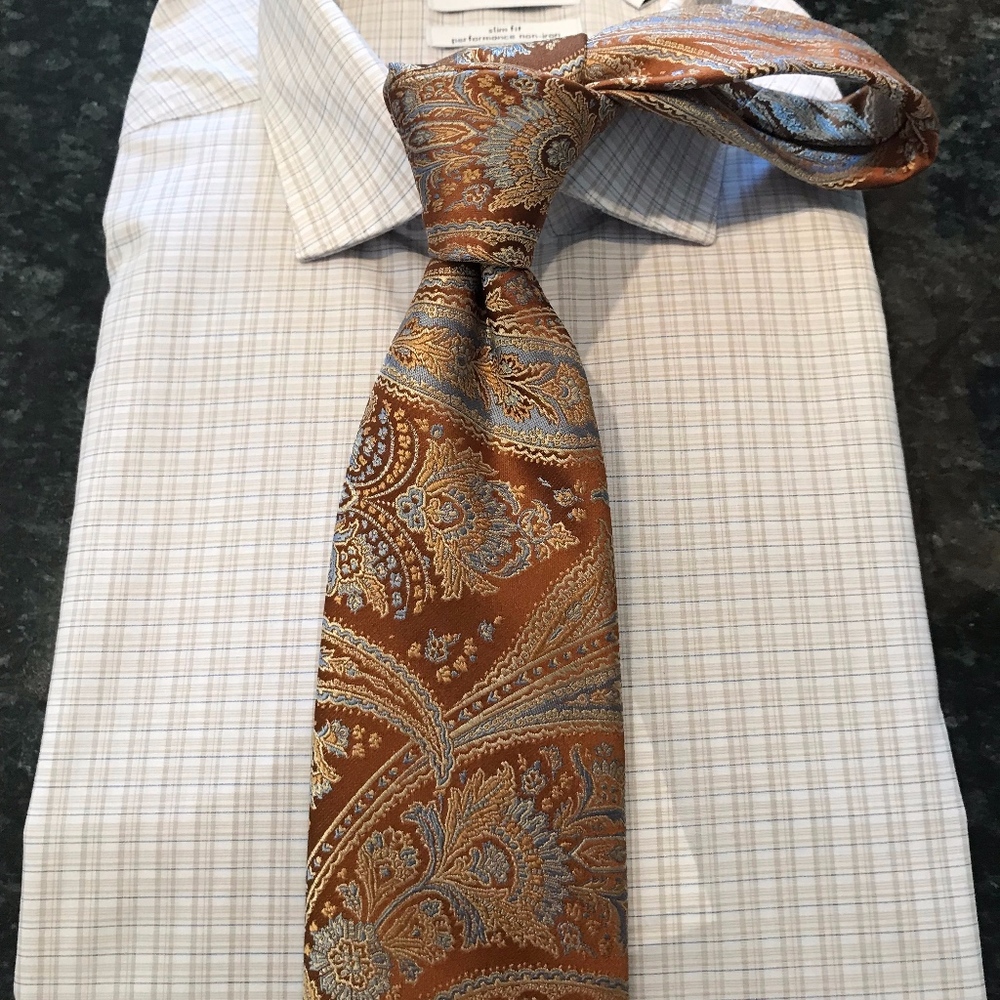 Gold & Blue Paisley Ike Behar Tie